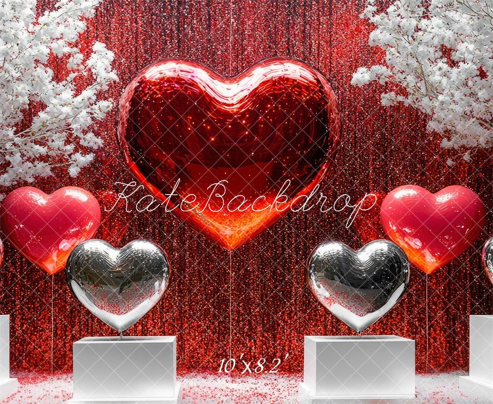 Kate Valentine Heart Glitter Backdrop Designed by Mini MakeBelieve