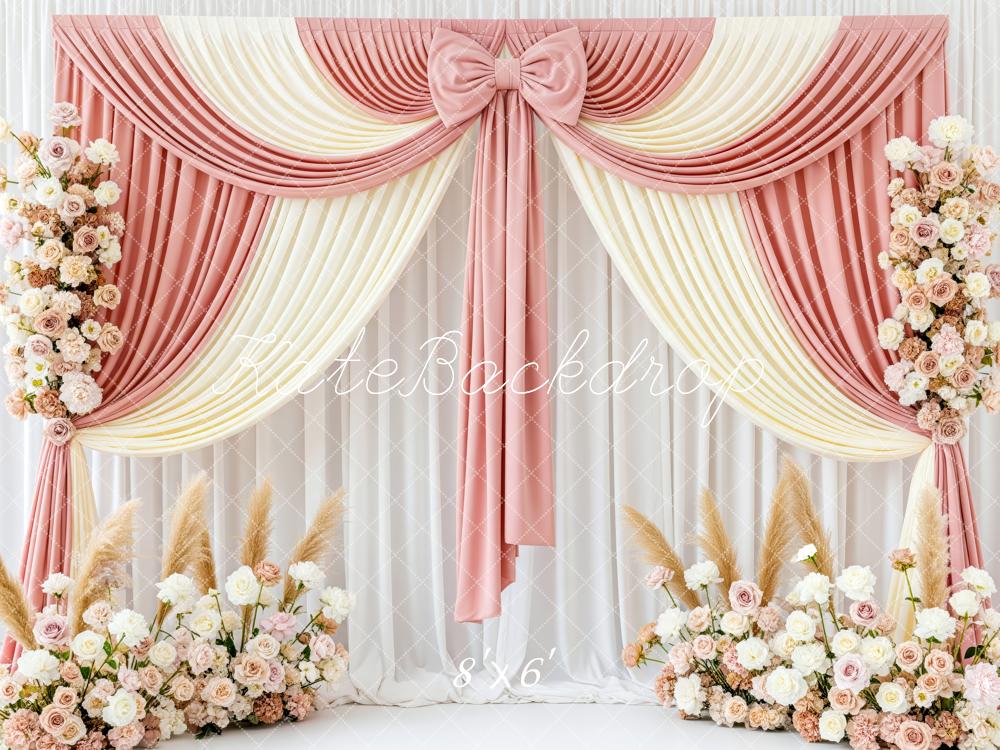 Kate Mother's Day Blush Pink Drapes Flower Arch Pampas Grass Backdrop Designed by Patty Roberts