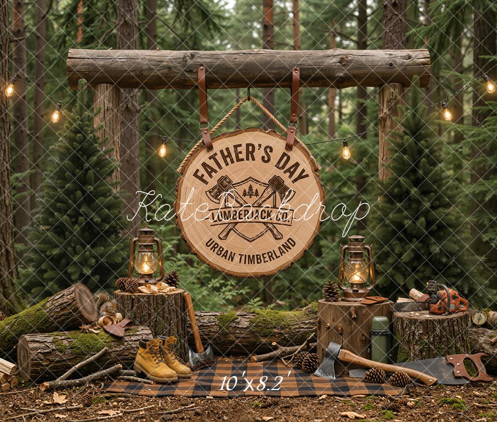Kate Father's Day Lumberjack Forest Camp Printed Backdrop Designed by Emetselch