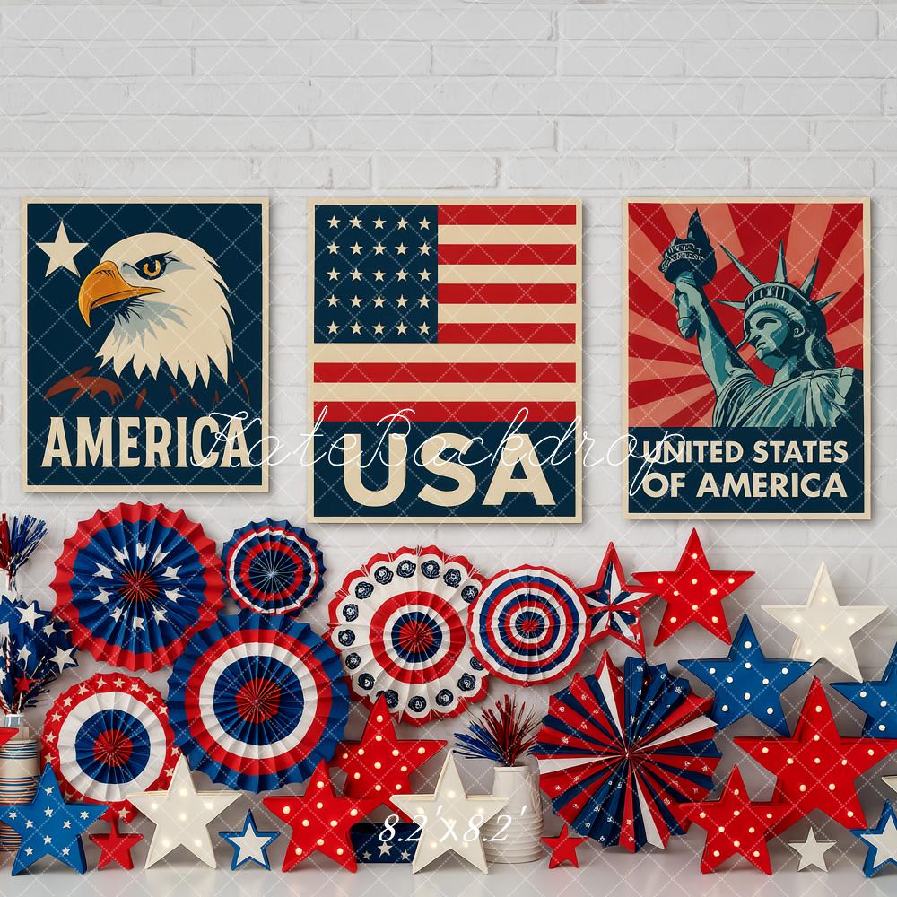 Kate Independence Day USA Flag Stars Backdrop Designed by Patty Roberts