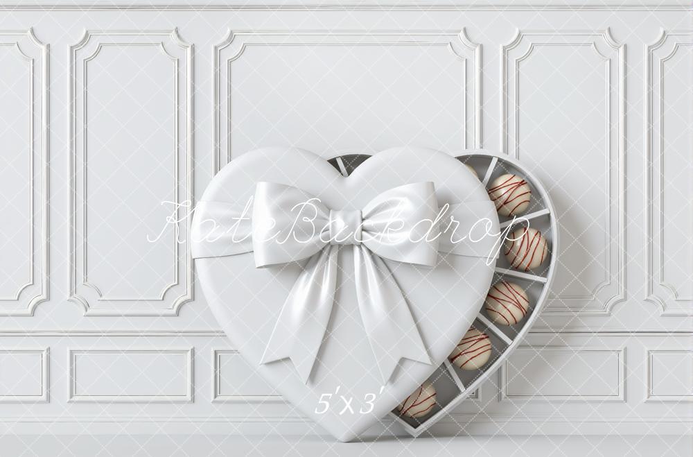 Kate Valentine's Day White Heart Chocolate Box Panel Wall Backdrop Designed by Mini MakeBelieve