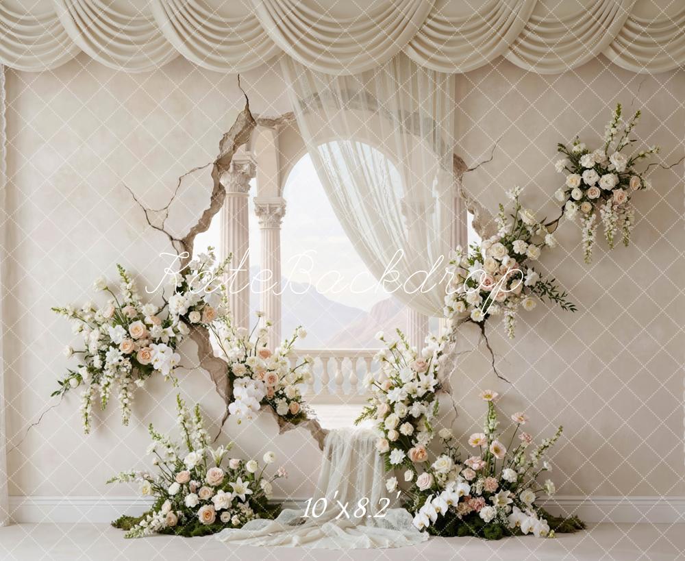 Kate Mother's Day Flower Arch Balcony Columns Printed Backdrop Designed by Mini MakeBelieve
