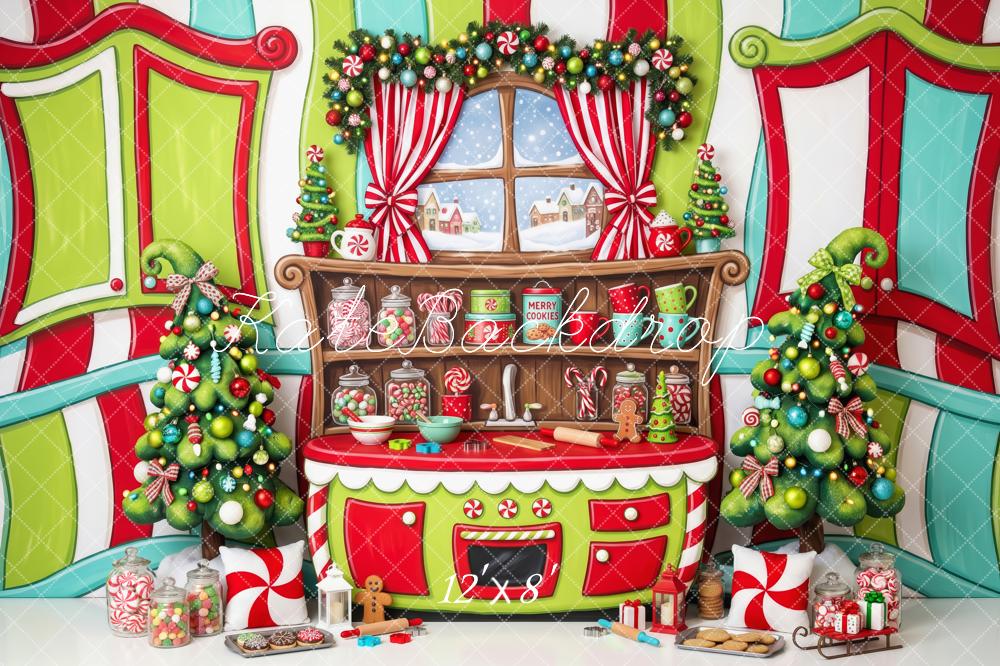 Kate Christmas Whimstical Candy Kitchen Trees Printed Backdrop Designed by Patty Roberts