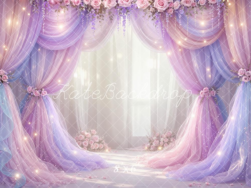 Kate Mother's Day Flower Arch Pastel Drapes Sparkle Printed Backdrop Designed by Mini MakeBelieve