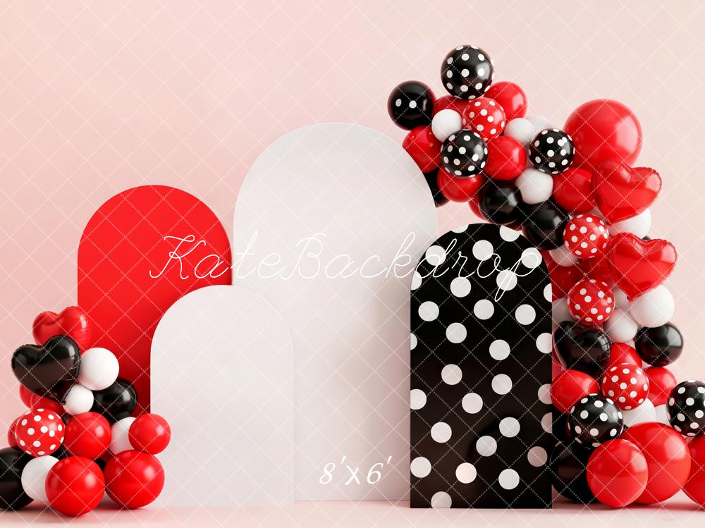 Kate Red Black White Arches Balloon Garland Polka Dot Backdrop Designed by Patty Roberts