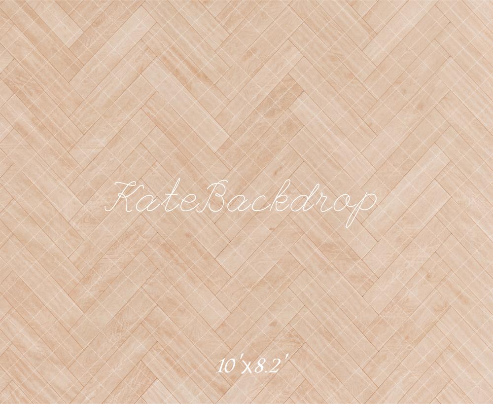 Kate Beige Herringbone Wood Floor Printed Backdrop Designed by Kate Image