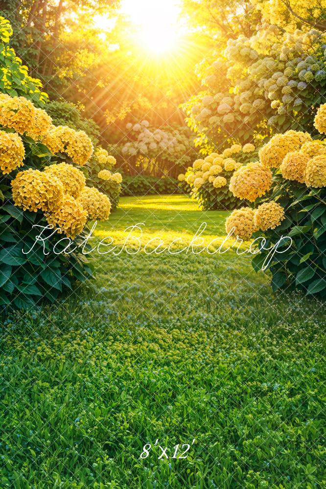 Lente Zonnige Tuin Gele Bloemen Foto Achtergrond Designed by Emetselch