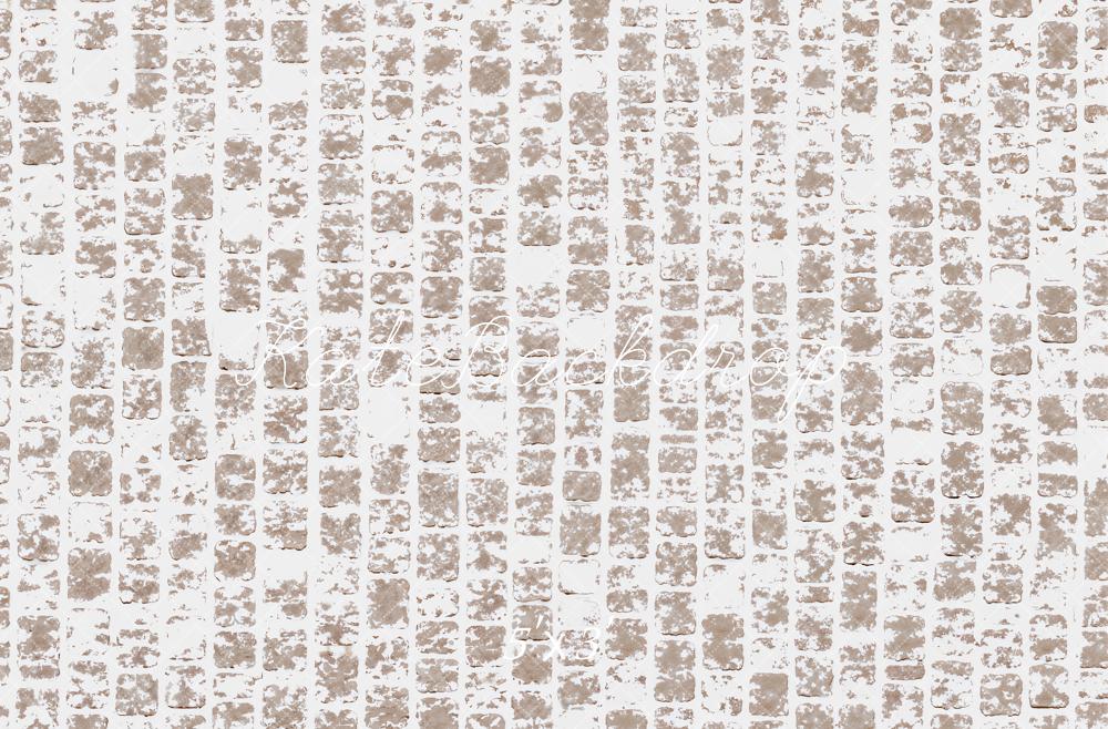 Kate Beige Cobblestone Snowy Floor Printed Backdrop Designed by Emetselch