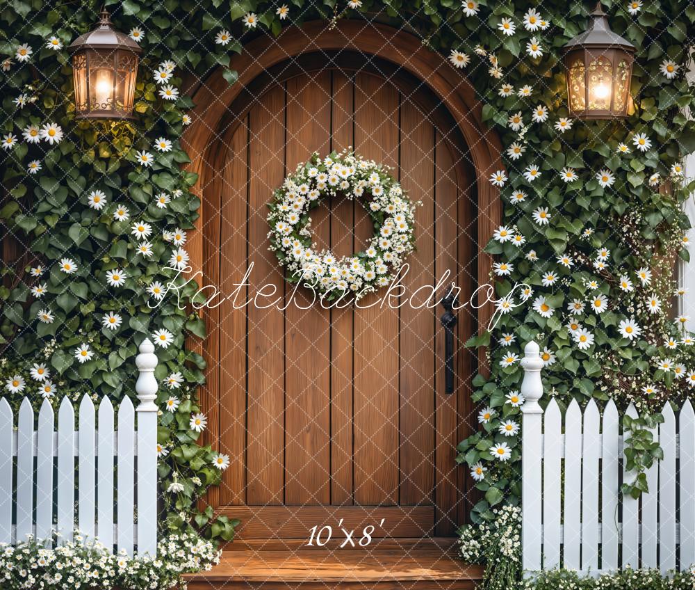 Kate Spring Ivy Floral Wood Door Wreath Backdrop Designed by Emetselch