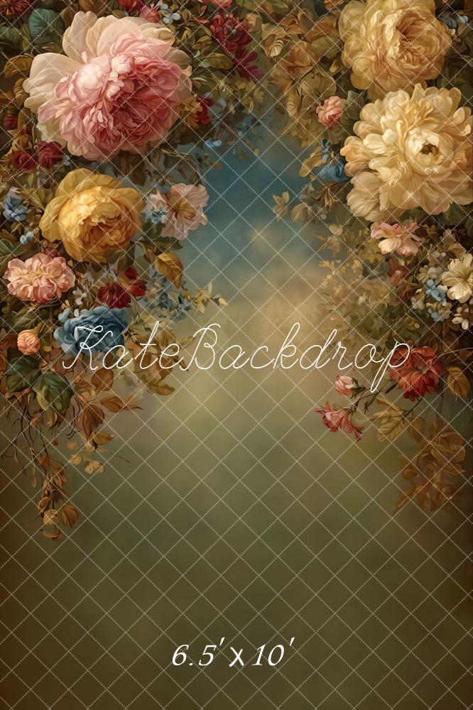 Kate Fine Art Floral Vintage Printed Backdrop Designed by GQ