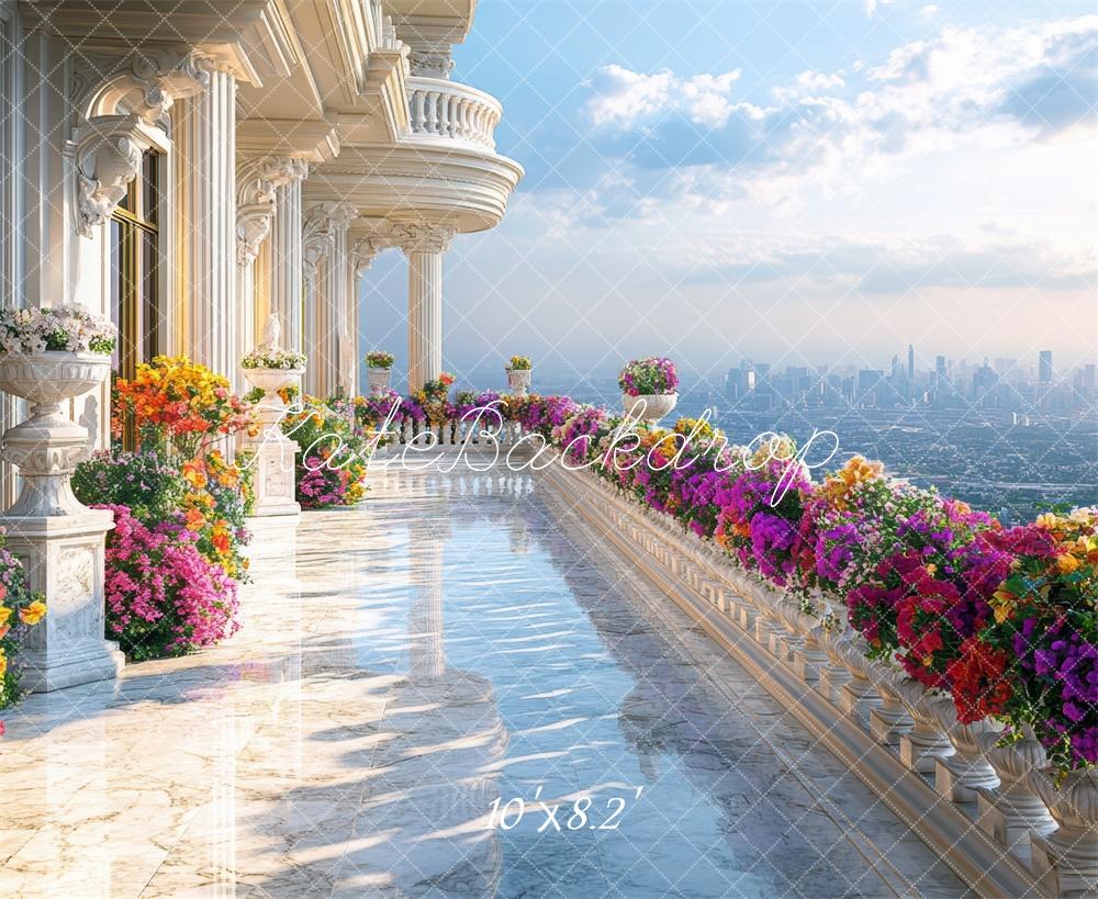 Kate Elegant Balcony Floral Backdrop Designed by Mini MakeBelieve