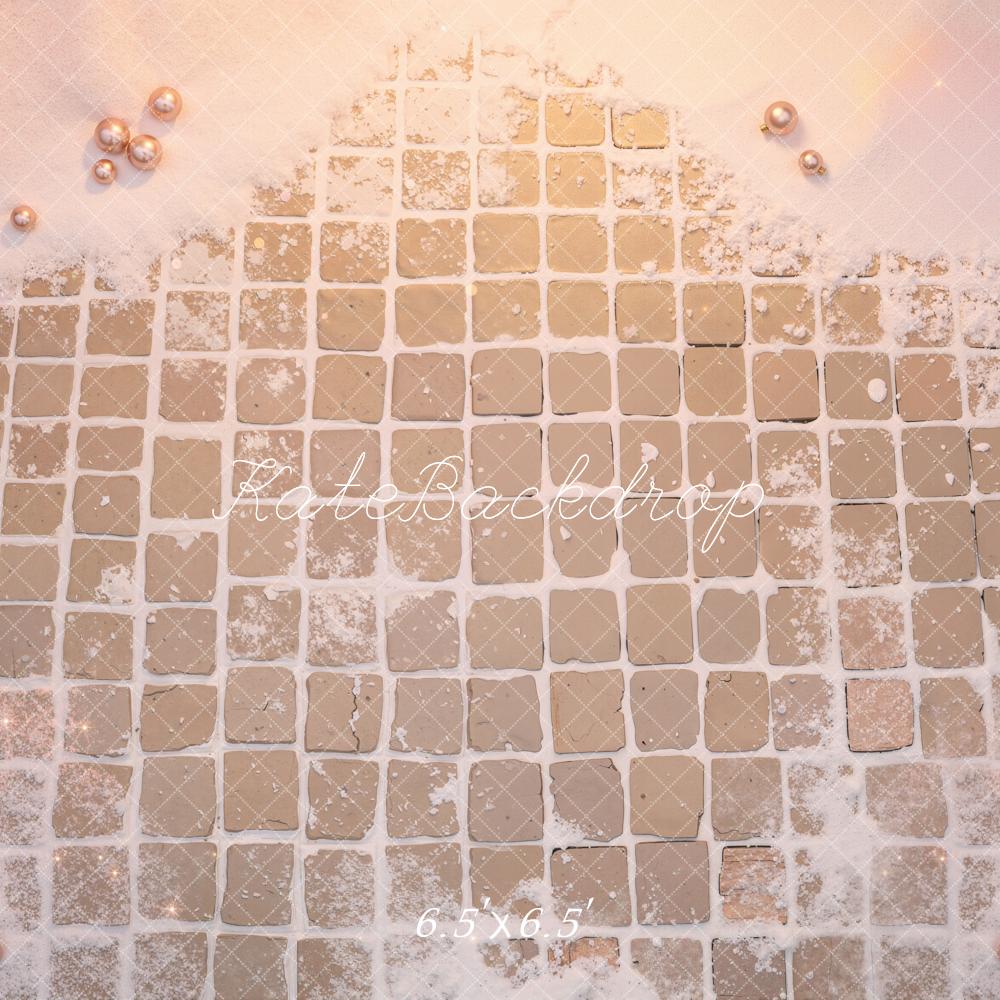 Kate Snowy Pink Tile Floor Printed Backdrop Designed by Emetselch