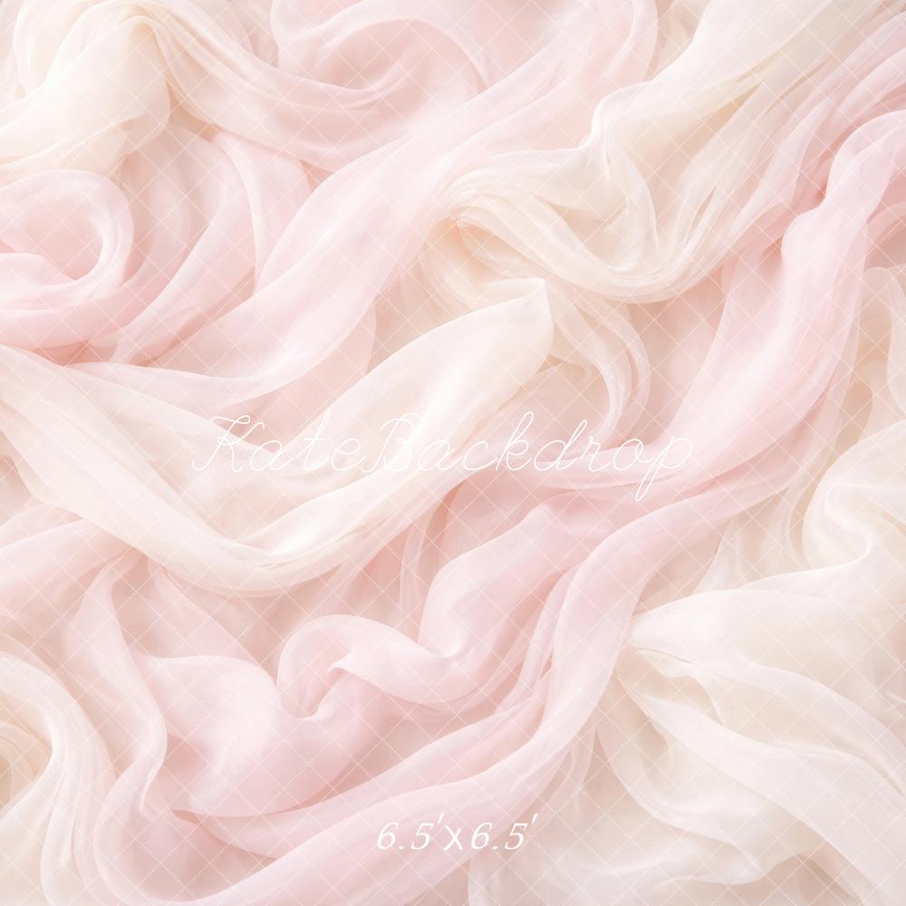 Kate Newborn Pink Ivory Sheer Draped Fabric Printed Backdrop Designed by Megan Leigh Photography