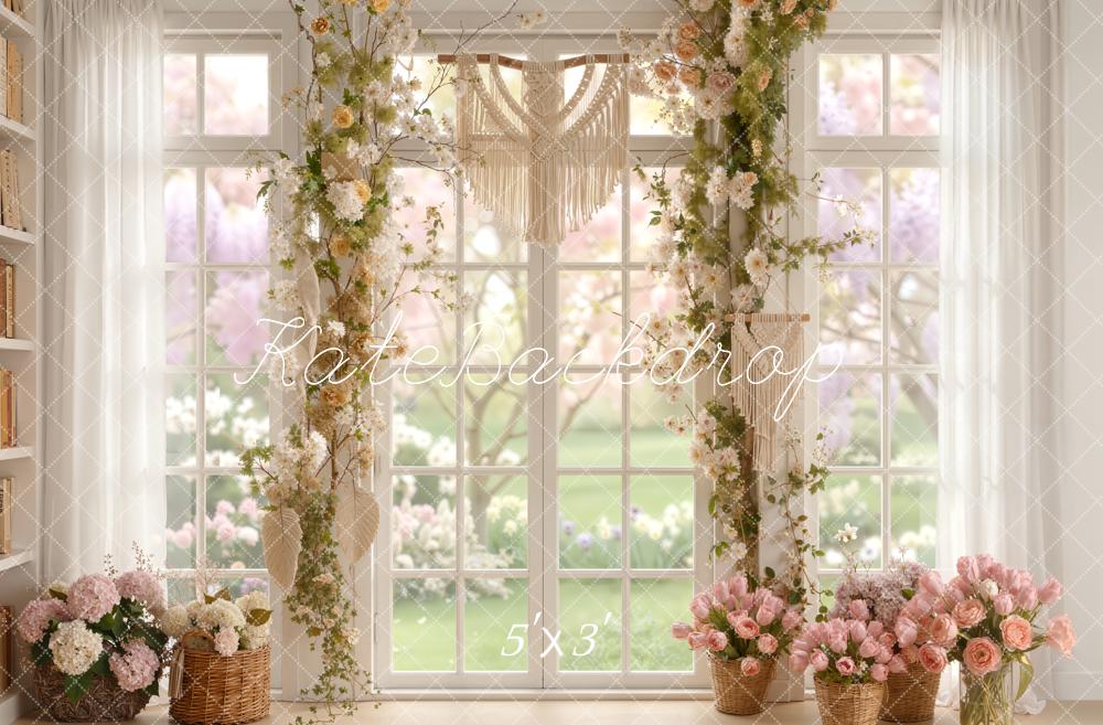 Kate Spring Floral Window Boho Basket Flowers Backdrop Designed by Emetselch