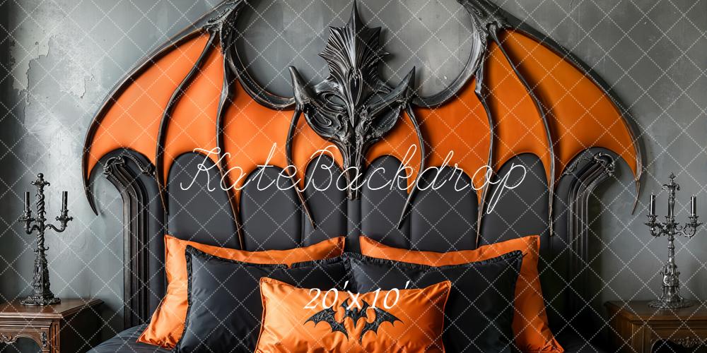 Kate Halloween Bat Wing Headboard Dark Backdrop Designed by Emetselch