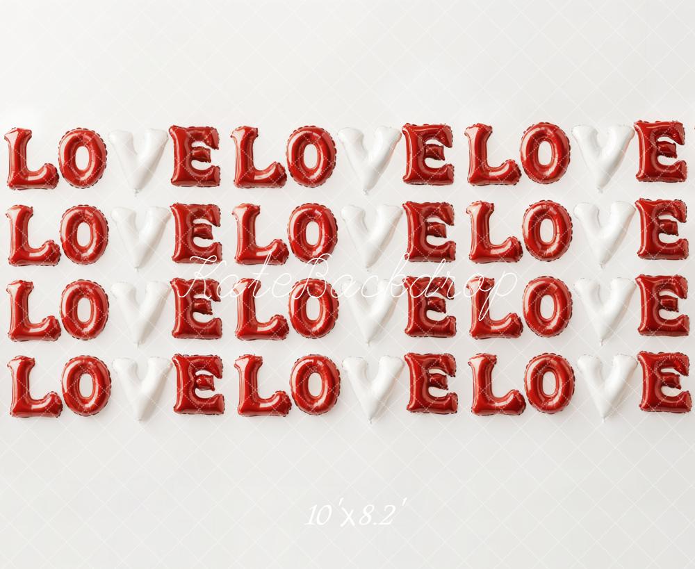 Kate Valentine's Day Red White Love Balloon Letters Backdrop Designed by Emetselch