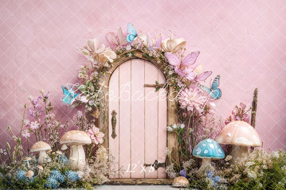 Kate Fairy Tale Door Mushrooms Butterfly Backdrop Designed by Emetselch