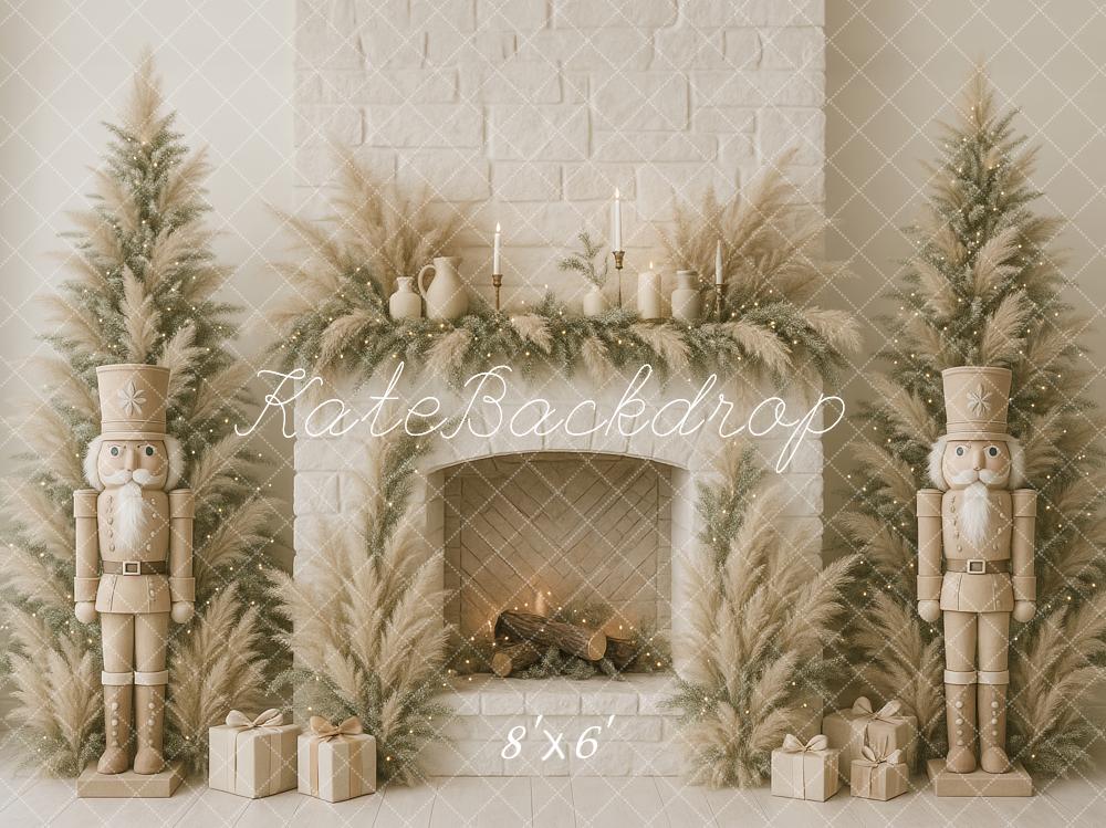 Kerst Boho Notenkraker Haard Foto Achtergrond Ontworpen door Ashley Paul