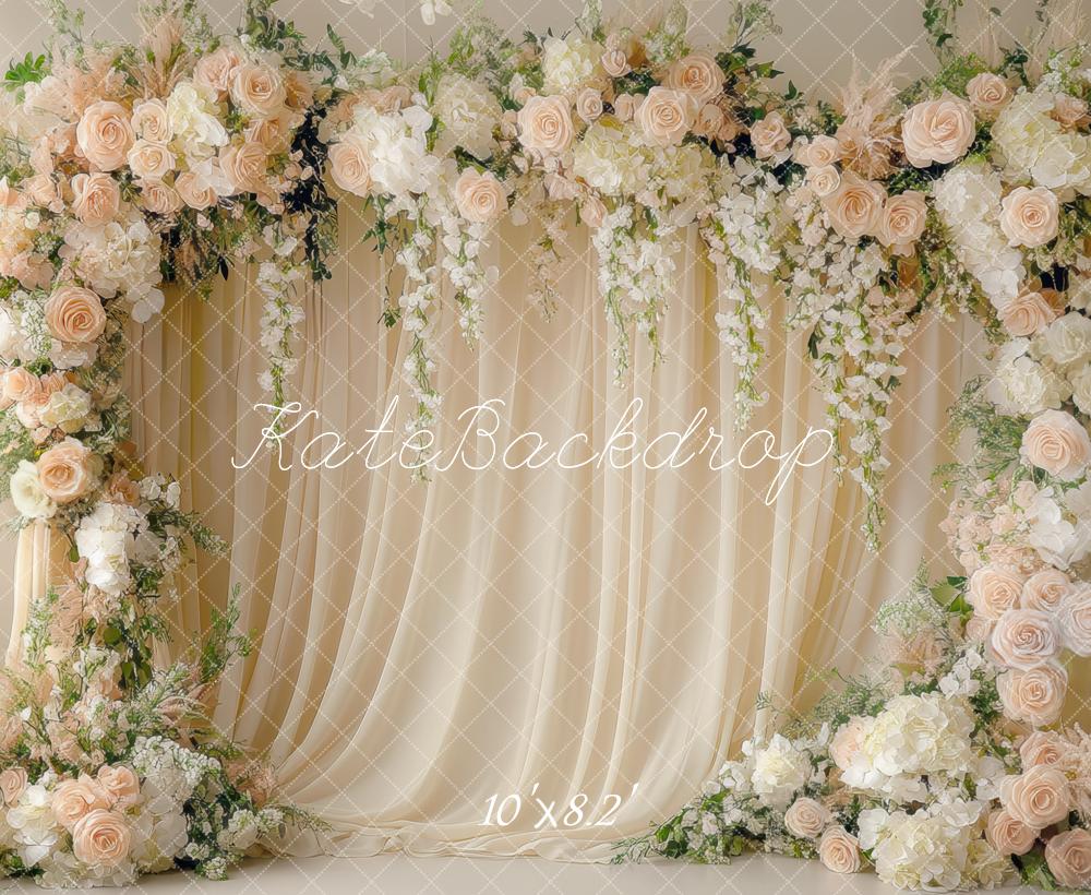 Kate Romantic Flower Arch Curtains Cream Backdrop Designed by Mini MakeBelieve