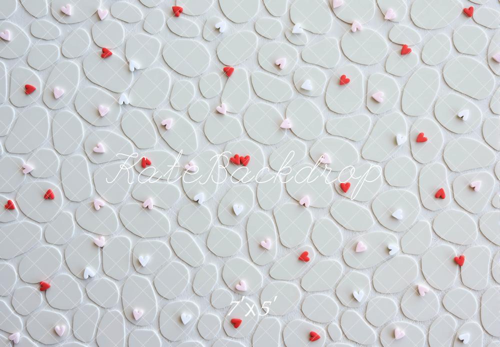 Kate Valentine's Day White Pebble Red Pink Heart Floor Backdrop Designed by Mini MakeBelieve