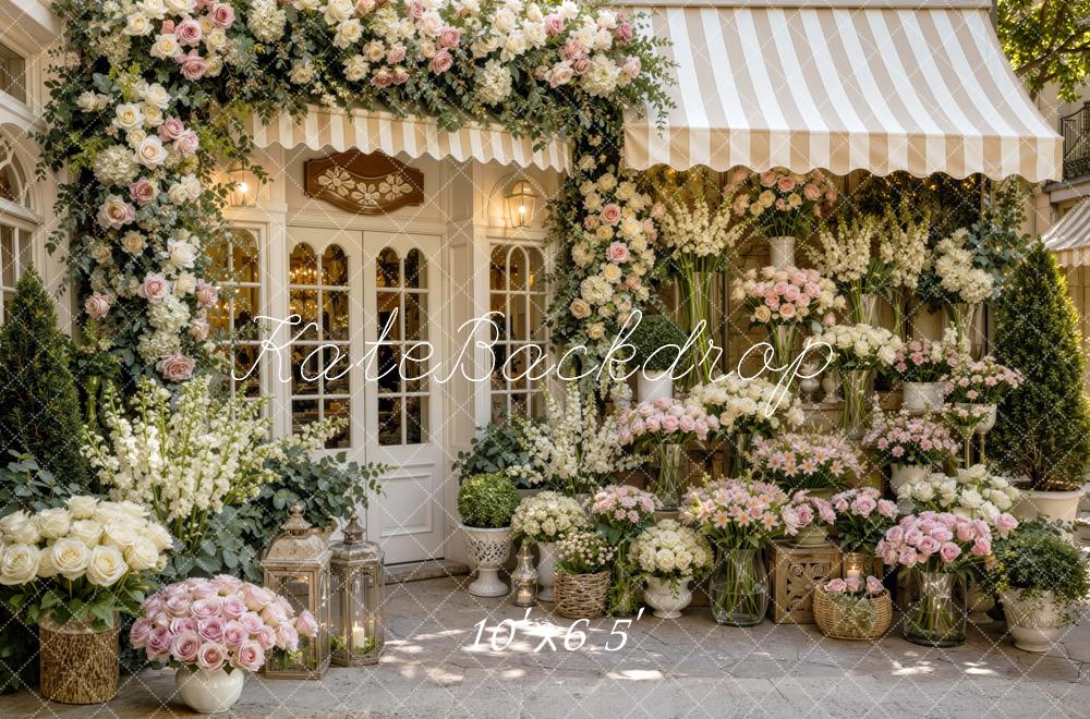 Kate Spring Flower Arch Storefront Garden Printed Backdrop Designed by Mini MakeBelieve