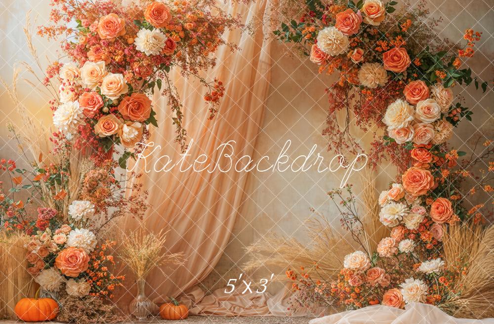 Kate Fall Flower Arch Drapes Orange Rose Pumpkin Backdrop Designed by Emetselch