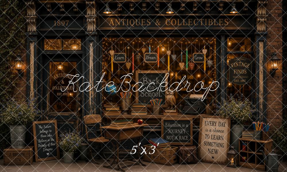 Kate Back to School Antique Window Display Books Pencils Desk Printed Backdrop Designed by Ashley Ward
