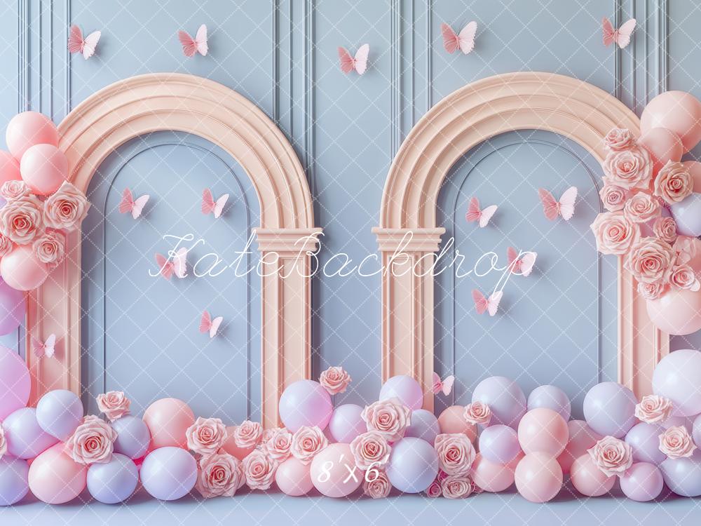 Kate Birthday Pastel Balloon Arch Butterfly Backdrop Designed by Mini MakeBelieve