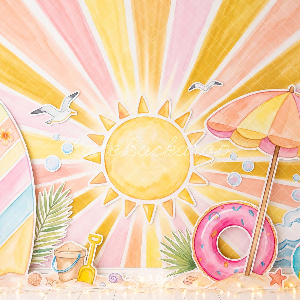 Kate Summer Beach Sun Surfboard Umbrella Float Kids Printed Backdrop Designed by Patty Roberts