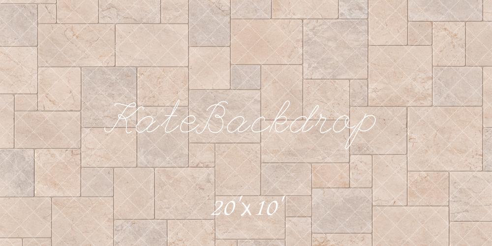 Kate Beige Marble Tile Floor Printed Backdrop Designed by Emetselch
