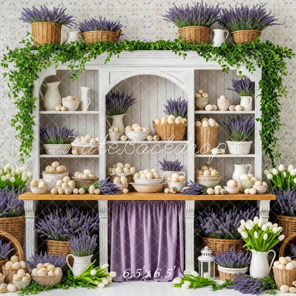 Kate Easter Eggs Lavender Flower Cabinet Backdrop Designed by Patty Roberts
