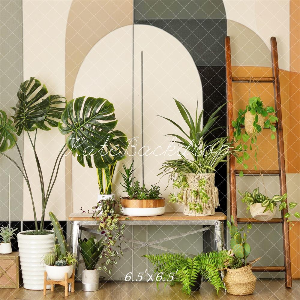 Kate Indoor Mid Century Modern Plant Wall Backdrop Designed by Mandy Ringe Photography