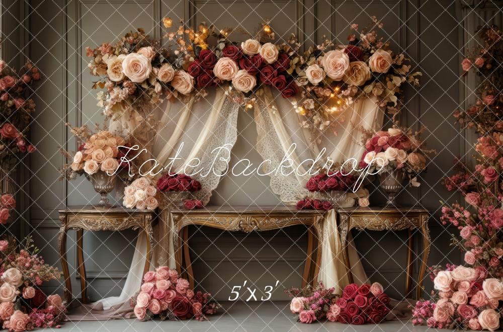 Kate Romantic Floral Arch Vintage Wedding Backdrop Designed by Mini MakeBelieve
