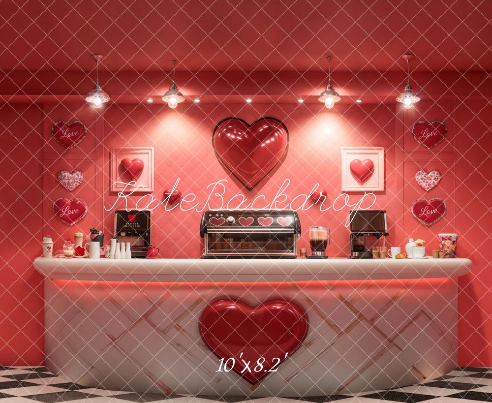Valentine Coffee Bar Rode Hart Foto Achtergrond Designed by Emetselch