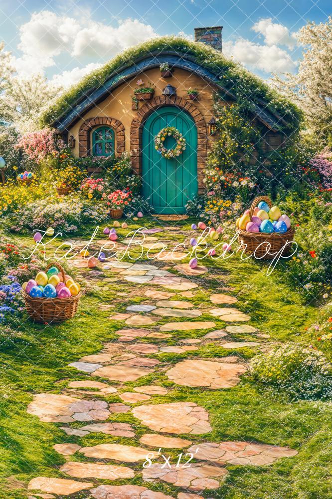 Easter Spring House Eggs Path Foto Achtergrond Designed by Emetselch