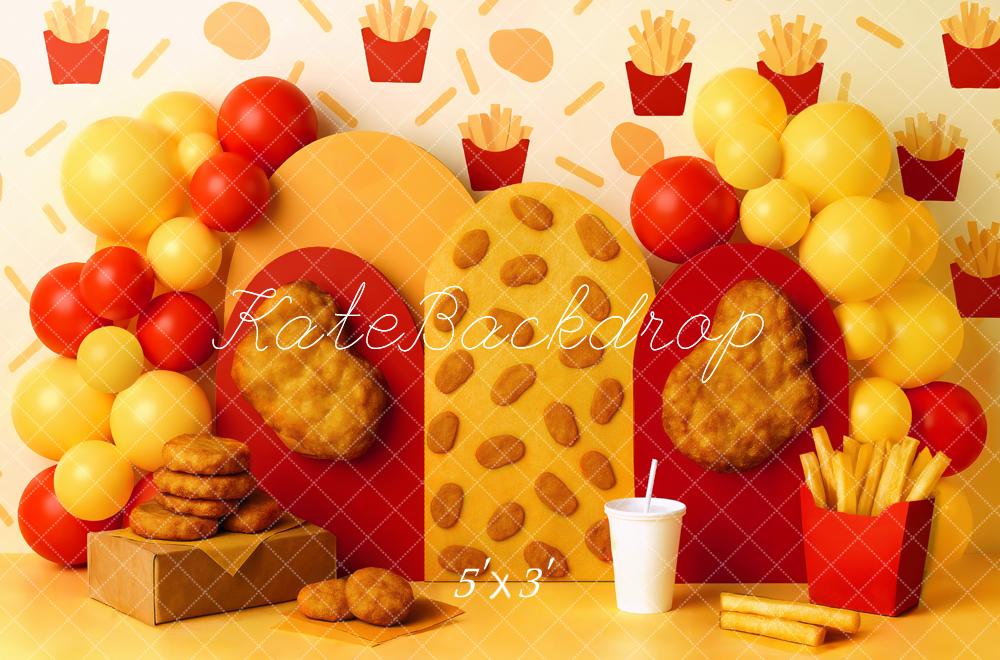 Kate Cake Smash Fast Food Fries Chicken Nugget Backdrop Designed by Mini MakeBelieve
