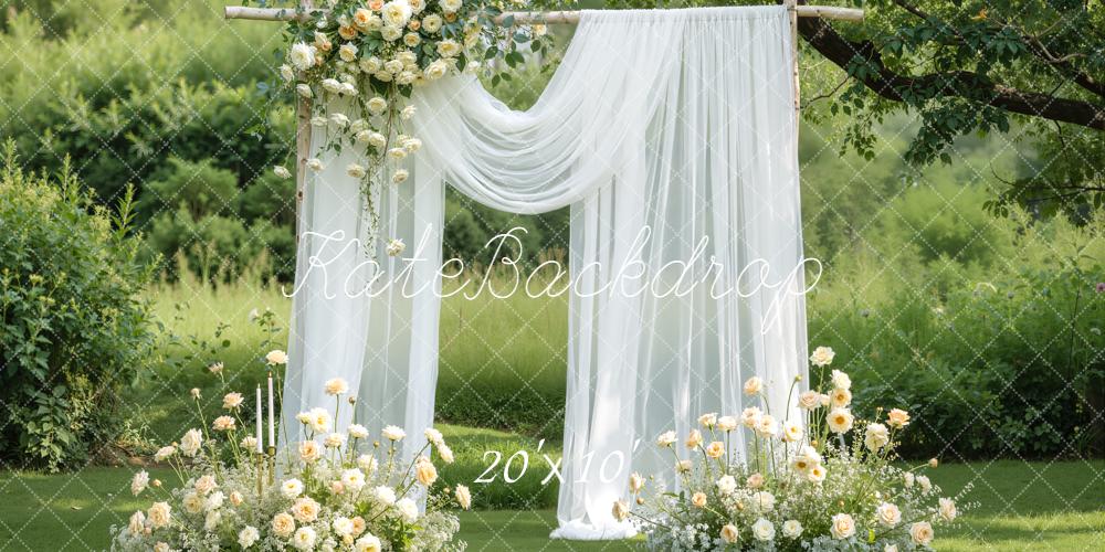 Kate Wedding Flower Arch White Curtain Backdrop Designed by Emetselch