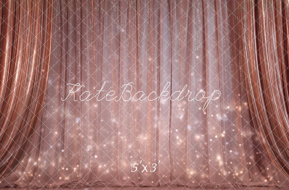 Kate Stage Rose Gold Curtain Bokeh Sparkle Printed Backdrop Designed by Angela Miller