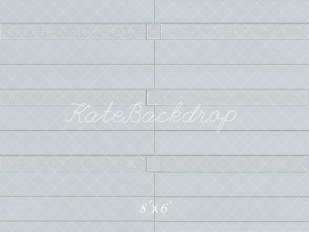 Kate Light Blue Ornate Panel Floor Printed Backdrop Designed by Emetselch
