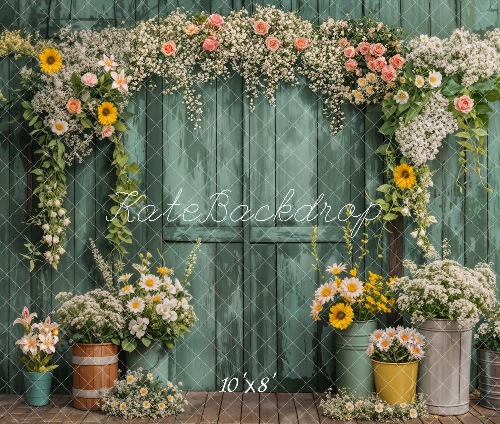 Kate Spring Flower Arch Rustic Green Door Backdrop Designed by Emetselch