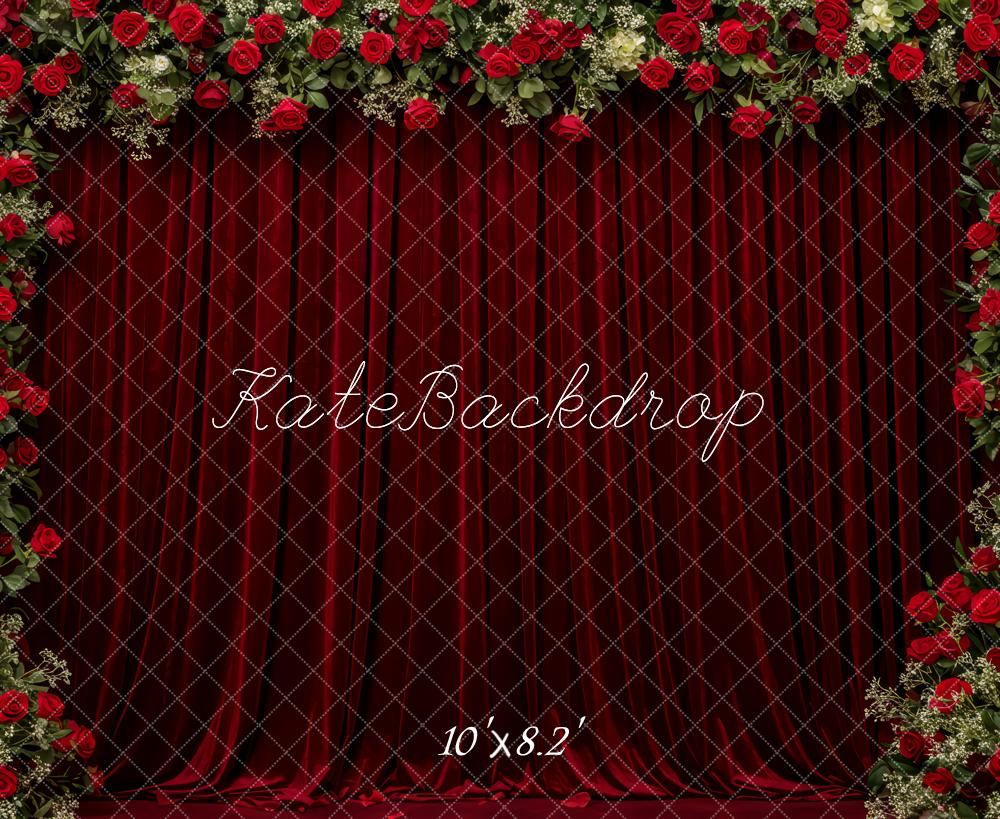 Kate Valentine's Day Red Curtain With Rose Flower Arch Backdrop Designed by Patty Roberts