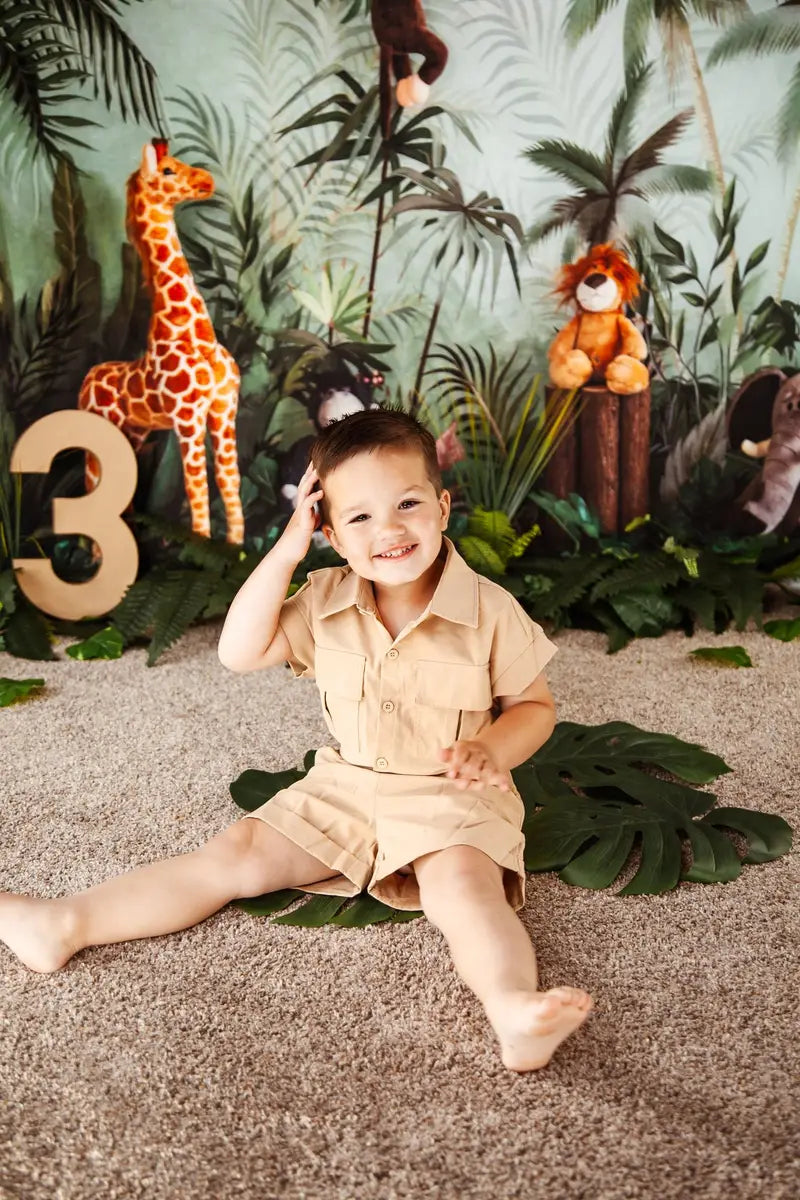 Kate Cake Smash Backdrop Birthday Jungle Animals Designed by Emetselch