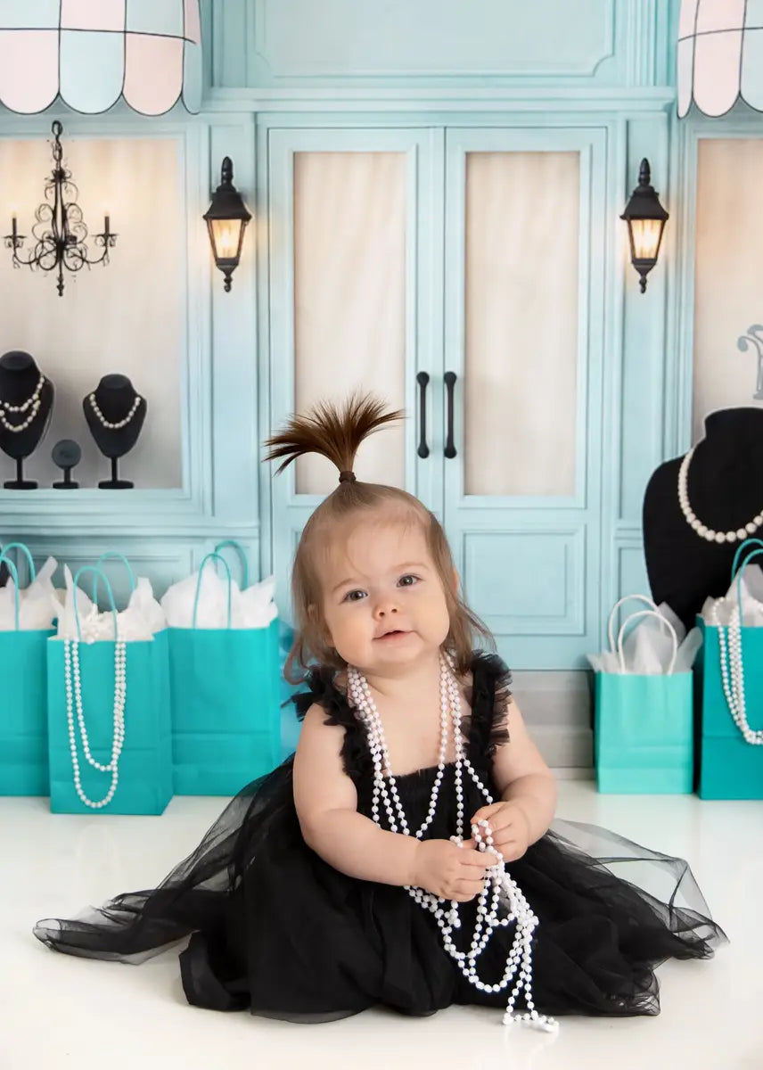 Kate Cake Smash Parisian Boutique Fashion Shop Backdrop Designed by Ashley Paul