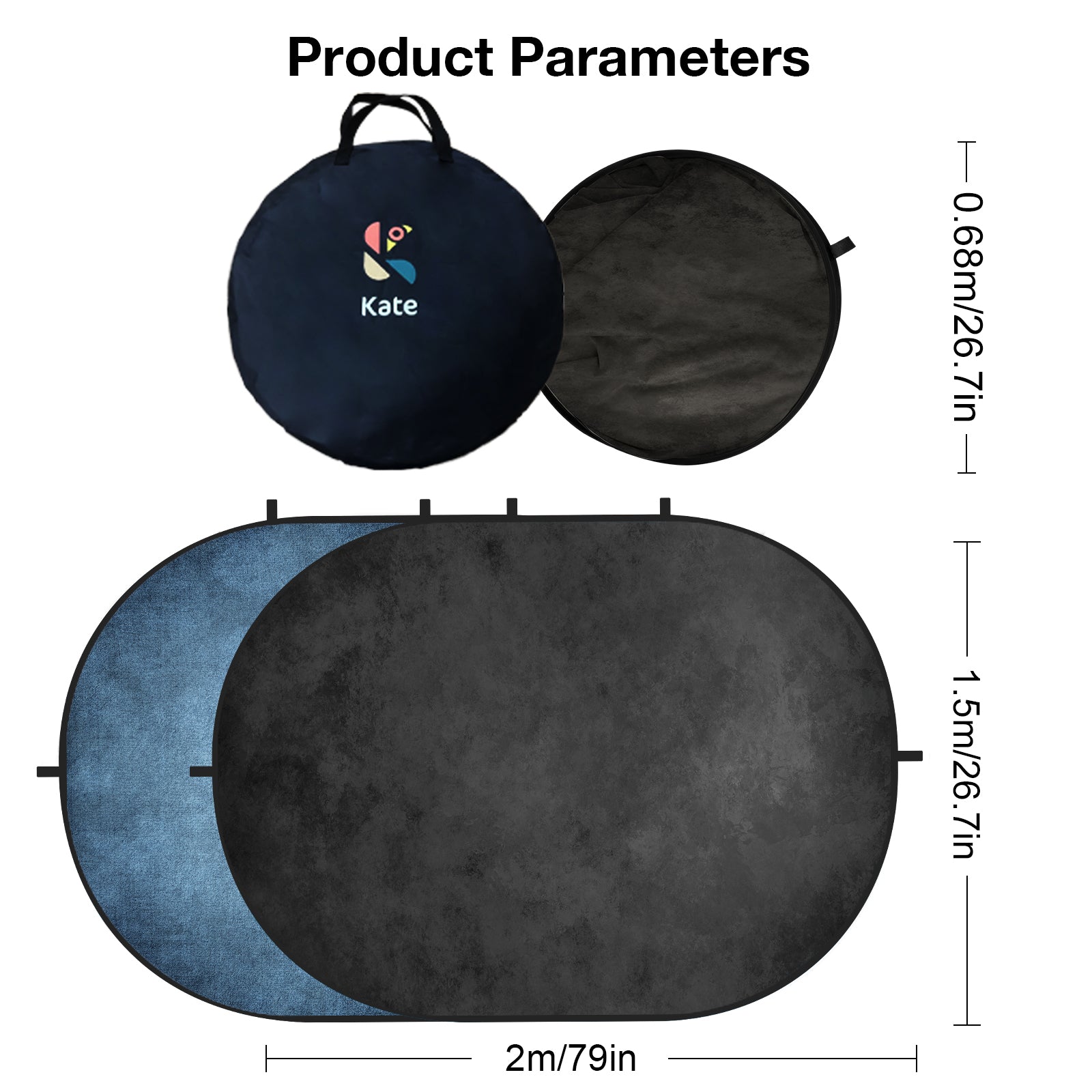 RTS Kate Abstract Dark Gray/ Blue Microfiber Collapsible Backdrop for Photography 5X6.5ft(1.5x2m) (US Only)