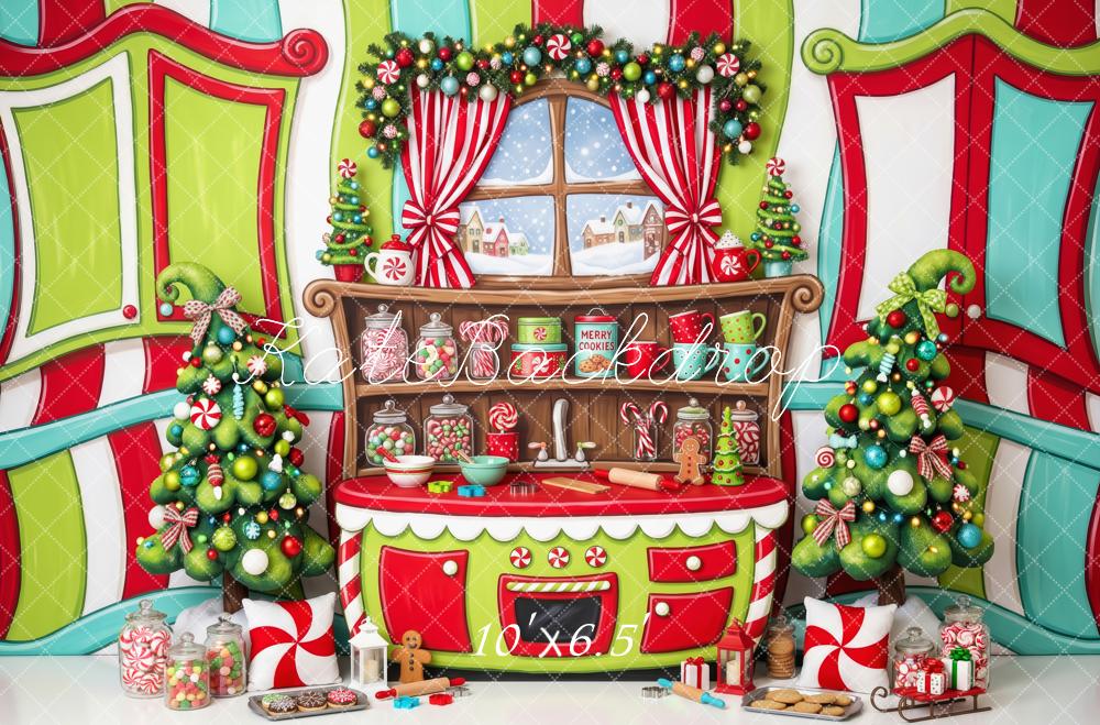 Kate Christmas Whimstical Candy Kitchen Trees Printed Backdrop Designed by Patty Roberts