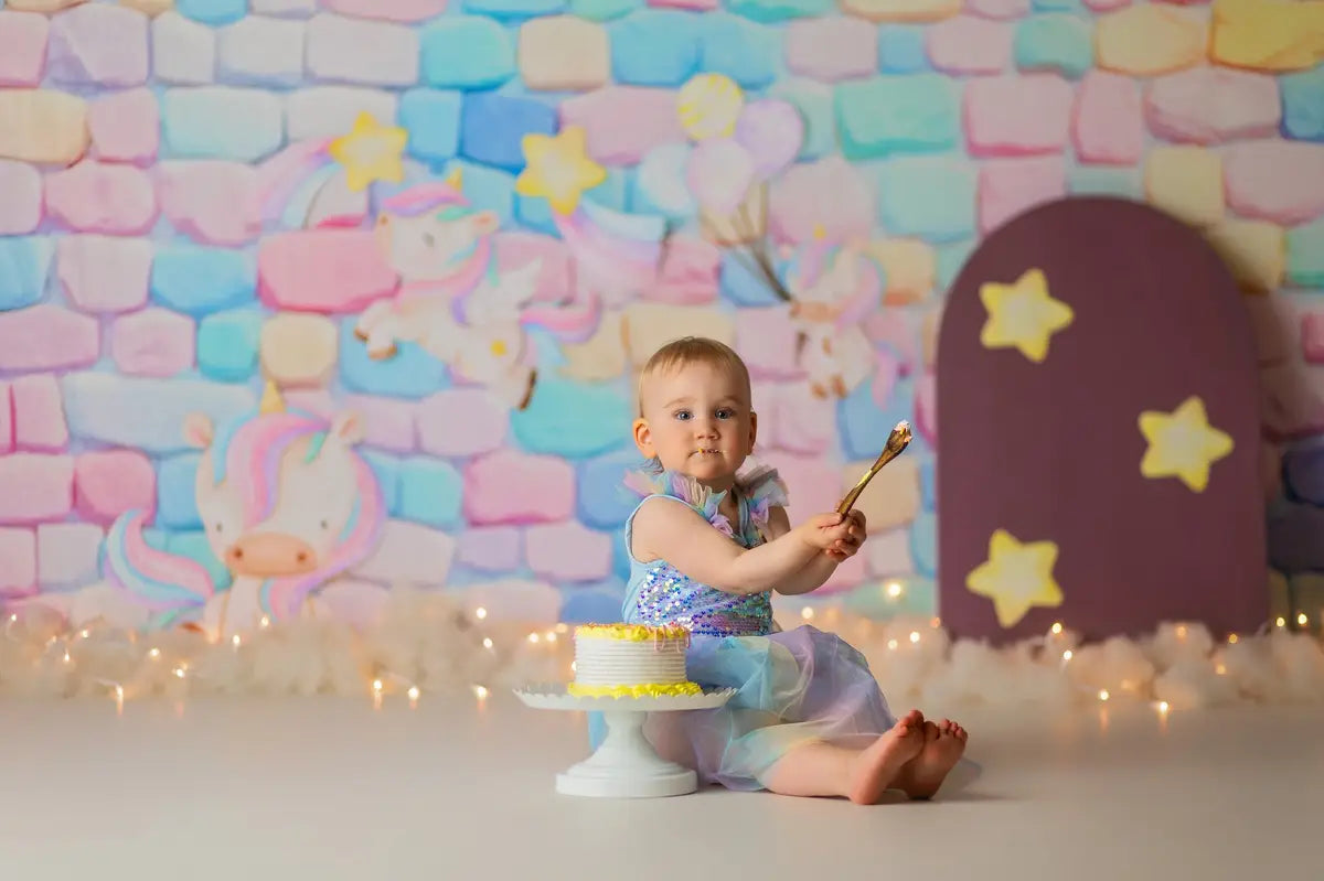 Kate Pastel Stone Brick Wall Backdrop Designed by Mini MakeBelieve