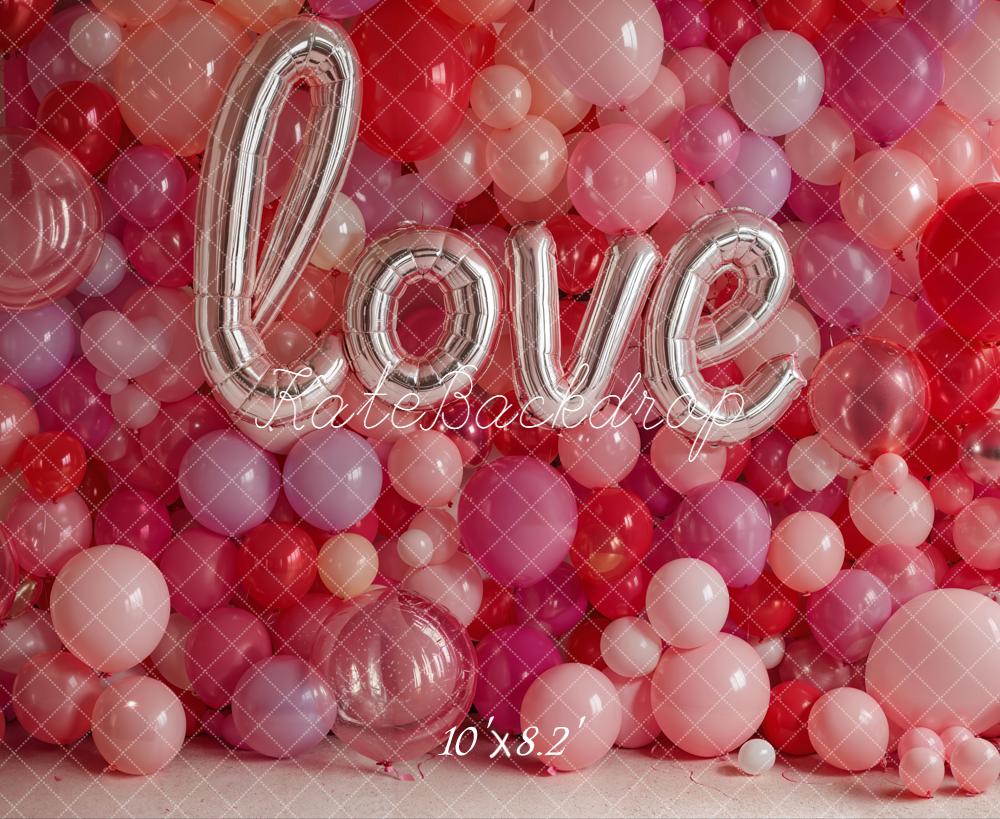 Kate Valentines Love Balloon Wall Pink Red Backdrop Backdrop Designed by Emetselch
