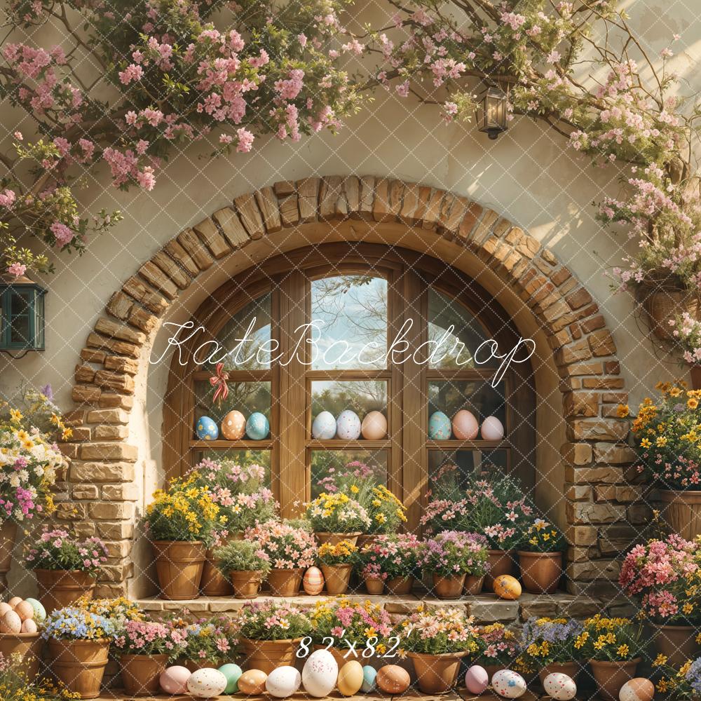 Kate Easter Eggs Outdoor Floral Arched Window Cottage Backdrop Designed by Emetselch