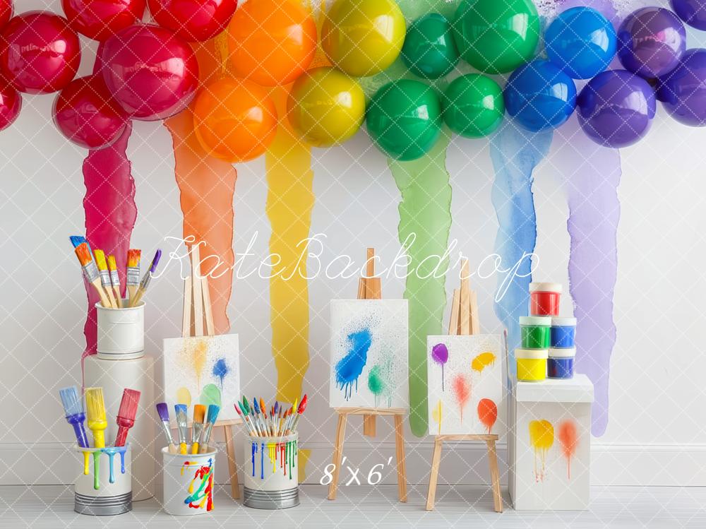 Kate Rainbow Art Paint Party Backdrop Designed by Mini MakeBelieve