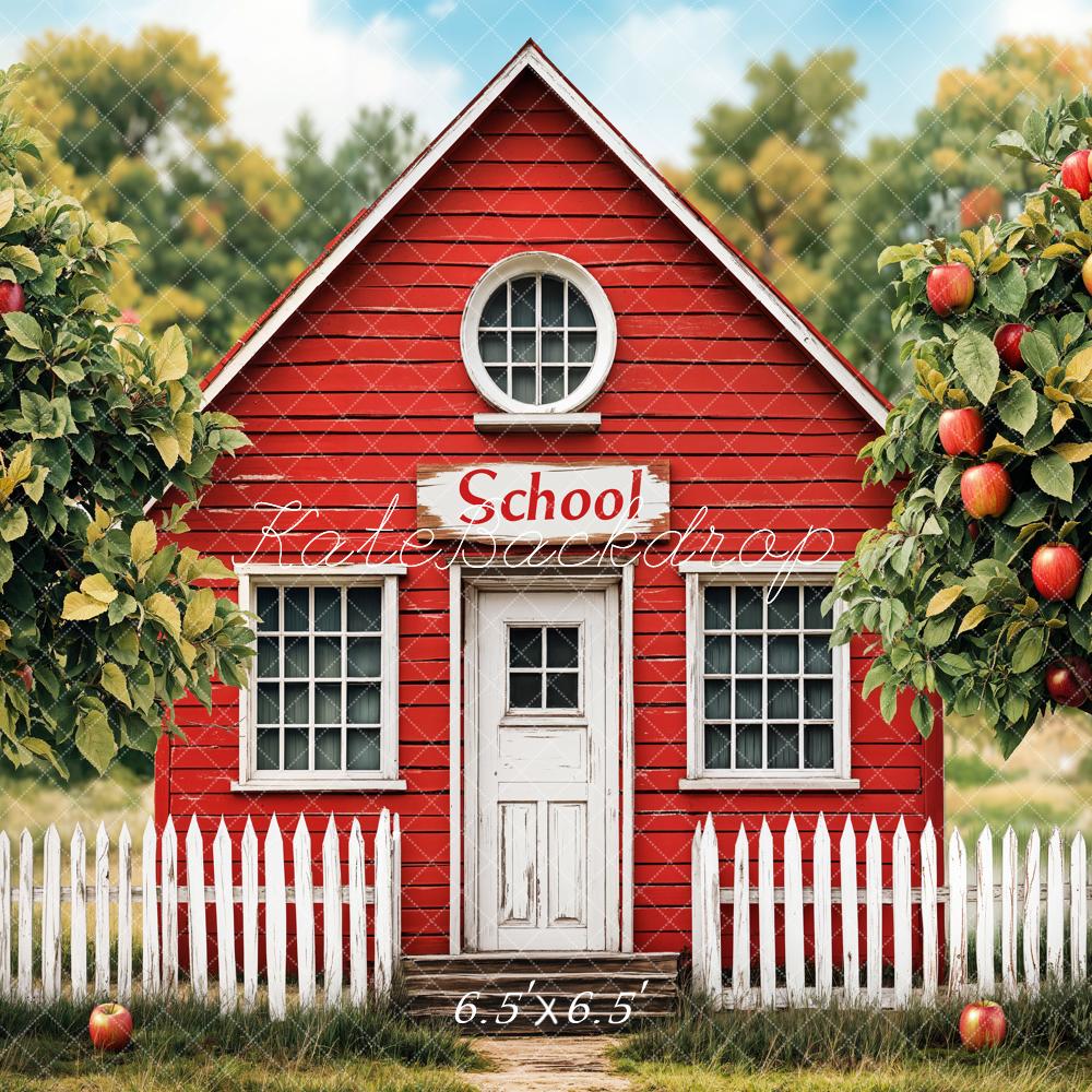 Regreso a Clases Fondo de Manzanas de Casa Escolar Rojas Diseñado por Emetselch